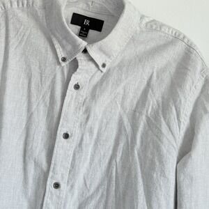 Banana Republic Men Large Flannel Shirt Gray Button Down Business Casual